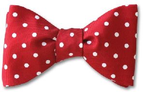 Red White Polka Dot Silk Bow Tie