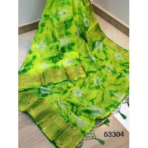 Green Printed Cotton Silk Saree