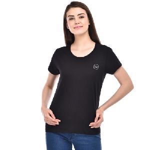 Half Sleeve Black Girls Cotton T-Shirt