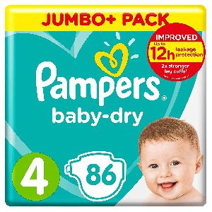 Pampers Baby-Dry Size 4, 86 Nappies, 9-14 Kg