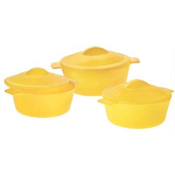 3 Pieces Microwavable Plastic Serving Bowl Set