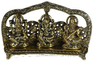 Brass Lakshmi Ganesh Saraswati Statue