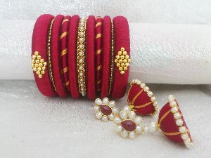 Silk Thread Bangles with Jhumka