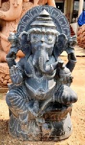 Black Stone Ganesh Statue