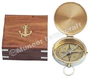 Brass Compass with wooden Box