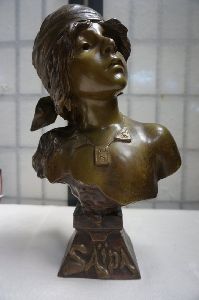 Metal Female Bust Statue
