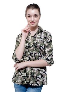 Cotton Women Camouflage Shirt, Size : XL