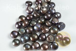 12-15 MM BLACK COLOR BUTTON SHAPE FRESHWATER LOOSE PEARL