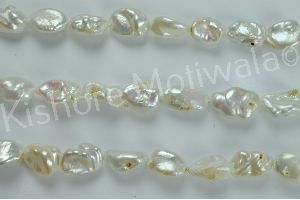 7-9 MM WHITE COLOR UNEVEN SHAPE FRESHWATER PEARL BEADS