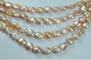 FANCY COIN SHAPE PINK COLOR FRESHWATER 12-14 MM PEARL BEADS