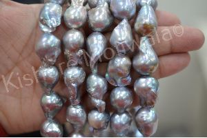 FRESHWATER BAROQUE SHAPE GRAY COLOR UNEVEN SIZE PEARL BEADS