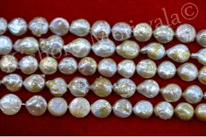 FRESHWATER COIN SHAPE BROWN COLOR 9-10 MM PEARL BEADS