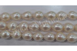 FRESHWATER DROP SHAPE 10 MM WHITE COLOR PEARL BEADS