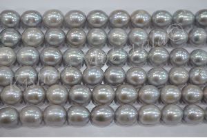 FRESHWATER RICE SHAPE 9-10 MM GRAY COLOR PEARL BEADS