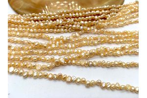 FRESHWATER UNEVEN SHAPE PEACH COLOR 3-3.5 MM PEARL BEADS