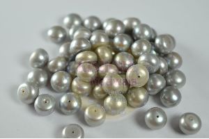GRAY COLOR FRESHWATER BUTTON SHAPE 10-12 MM LOOSE PEARL