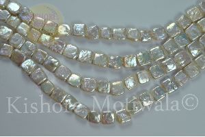 SQUARE SHAPE WHITE COLOR 12.5-13.5 MM PEARL BEADS