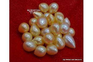 YELLOW COLOR FRESHWATER DROP SHAPE LOOSE PEARL