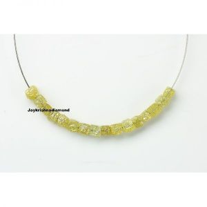 Natural Fancy Yellow Cube Rough Diamond Beads for Necklace