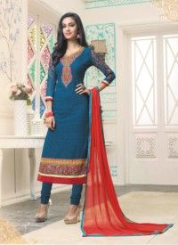 Blue Colored Chiffon Salwar Suit