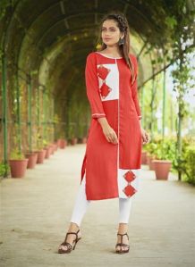 Peach Colored Rayon Kurti