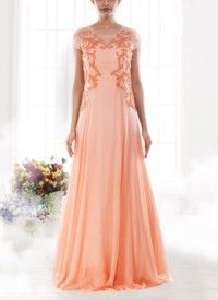 Peach Embellished Long Gown