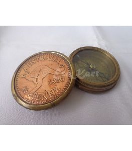 Brass Australia Penny Pocket Compass