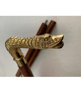 Brass Snake Head Handle Walking Stick