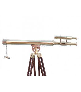 Floor Standing Brass/Wood Harbor Master Telescope
