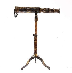 Antique Brass Spyglass Telescope With Brass Adjustable Stand