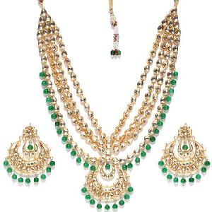 Green Rani haar Kundan Necklace Earring