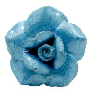CERAMIC FLOWER KNOB HANDCRAFTED BLUE KNOB