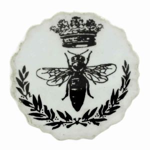 CERAMIC HANDCRAFTED BLACK & CREAM HONEY BEE DESIGNED FLAT SODA CAP KNOB