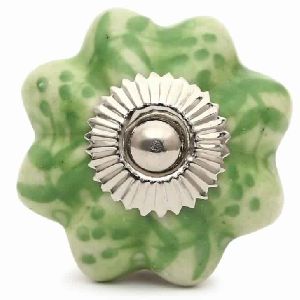 CERAMIC HANDCRAFTED GREEN & CREAM DESIGN PUMPKIN KNOB