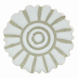 CERAMIC HANDCRAFTED WHITE FLAT SODA CAP DESIGNED KNOB