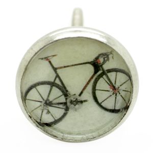 STEEL & RESIN HANDCRAFTED GLASS BICYCLE PIC KNOB