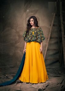 Yellow Colour Tapeta Silk Anarkali Salwar Suit
