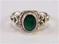 Beautiful Emerald Stone Sterling Silver Ring