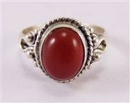 Beautiful Red Onyx Stone Sterling Silver Ring