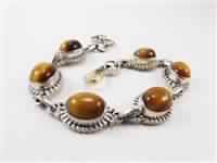 Tiger Eye Silver Beads Macrame Shamballa Bracelet