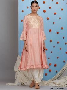 Peach Cotton Silk Designer Salwar Kameez