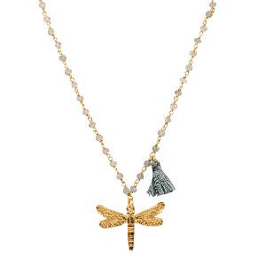 Dragonfly beaded necklace sterling silver