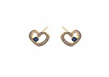 Gold Plated Fancy Small Gemstone Heart Earring
