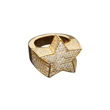 Gold Plated Micro Pave Iced Out Star Ring