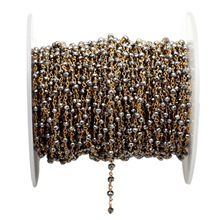 Beaded Chain Necklace Pyrite Quartz Rosary Style Beaded Chain