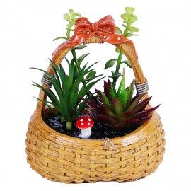 polyresin basket with succulent planters