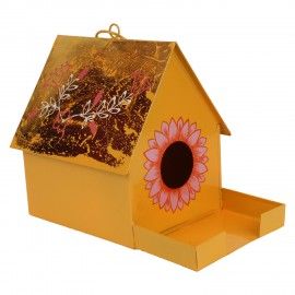 Bird House with Feeder Rope in Yellow(Home Decor, Gifting)