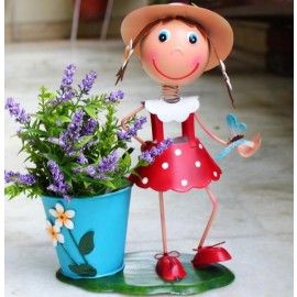 Garden Pots Small Red Girl with Pot
