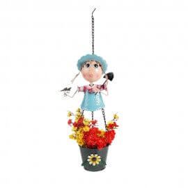 Metal Hanging Girl with spade 30 inches pots