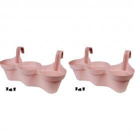 Railing Planters / Pots in Pastel Pink color for Balcony & Garden
